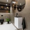 MONDIAZ TURE Fonteinset - 40x23x50cm - 1 kraangat - 1 deur - talc mat - Wasbak rechts - Solid Surface Zwart SW475210