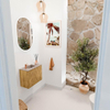 Mondiaz JOYA-DLUX 50cm toiletmeubel - kleur Oak - Wastafel FAYE positie Links 1 kraangat kleur Saba. SW1424140