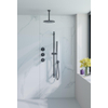 Fortifura Nebbio Regendoucheset - inbouwkraan - inbouwdeel - glijstang - doucheslang metaal - staaf handdouche - 20cm plafondarm - ronde hoofddouche - mat zwart SW1447112
