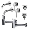 FugaFlow Eccelente Sobrado Slim Kit robinet lavabo - pour double vasque - robinet rehaussé - bonde non-obturable - siphon design bas - Chrome brillant SW1124426