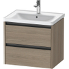 Duravit Ketho.2 Wastafelonderbouwkast - met 2 laden - 63.4x45.5x54.9cm - met grepen antraciet - eiken terra mat SW772384