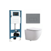 QeramiQ Dely Swirl Compact Toiletset - inbouwreservoir QeramiQ flush - slim zitting - kunststof bedieningsplaat licht grijs - rechthoekige knoppen - mat wit SW1590793