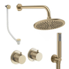 Crosswater MODULE Regendoucheset inbouw - 2 hendels - badafvoer - 30cm douchekop - handdouche - wandarm - geborsteld messing (goud) SW1472422
