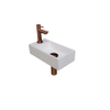 Ink Versus fonteinset – 36x18x9 cm – polystone wit glans – kraangat links – mat rosé gouden kraan SW439468