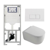 QeramiQ Dely Swirl Toiletset - 36.3x51.7cm - Geberit UP320 inbouwreservoir - met Burda frame - 35mm zitting - glans witte bedieningsplaat - rechthoekige knoppen - wit mat SW1138632