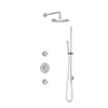 Hotbath Buddy IBS1 Ensemble de douche de tête - 2 robinets d'arrêt - bras mural 35cm - douche de tête ronde 25cm - douchette barre - barre de douche - chrome SW18243