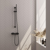 BRAUER Stripe Opbouw Douche Thermostaatkraan - SET 01 - glijstang - staaf handdouche - doucheslang - mat zwart SW1435109