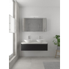 Bruynzeel Giro badmeubelset 49x120x46cm 2 wasbakken 1 lade met spiegelkast met softclose composite zijde zwart SW384309 Bruynzeel Giro badmeubelset 49x120x46cm 2 wasbakken 1 lade met spiegelkast met softclose composite zijde zwart SW384309