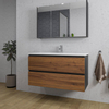 Adema Industrial 2.0 ensemble de meubles de salle de bain 100x45x55cm 1 lavabo en céramique blanc 1 trou de robinetterie noir armoire de toilette bois/noir SW857184