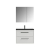 Tiger Boston Meuble salle de bains 80x62x45cm avec 1 trou 2 tiroirs softclose montage droite et gauche avec armoire miroir bois blanc brillant SW106774 Tiger Boston Meuble salle de bains 80x62x45cm avec 1 trou 2 tiroirs softclose montage droite et gauche avec armoire miroir bois blanc brillant SW106774