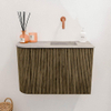 Mondiaz JOYA-DLUX Meuble de toilette 61,6cm - arrondi gauche couleur Dusk - Vasque FAYE position droite Sans trou de robinet couleur Glace. SW1423169
