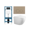 FugaFlow Eccelente Press Toiletset - 48.5x36x32cm - diepspoel - spoelrandloos - inbouwreservoir - softclose - quickrelease - toiletzitting - taupe kunststof bedieningsplaat - ronde knoppen - wit SW1474798