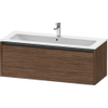 Duravit Ketho.2 Wastafelonderbouwkast - met 1 lade - voor enkele wastafel - 121x48x44cm - met greep antraciet - donker noten mat SW772855