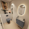 MONDIAZ TURE-DLUX Meuble toilette - 60cm - Dark Grey - EDEN - vasque Opalo - position gauche - 1 trou de robinet SW1104290