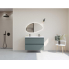 H&R Badmeubelen Infinity XXL 3D Badkamermeubelset - 100 cm - 1 keramische wasbak djazz wit - 2 kraangaten - 2 lades - mat petrol SW863479