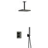 Hotbath Gal IBS40A Ensemble de douche - encastré - pomme de douche rectangulaire 22 cm - bras de plafond 15 cm - douchette barre - PVD gunmetal brossé SW656149