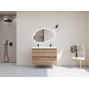 H&R Badmeubelen Infinity XXL 3D Badkamermeubelset - 100 cm - 1 keramische wasbak djazz wit - 2 kraangaten - 2 lades - french oak SW863486
