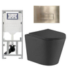 QeramiQ Dely Toiletset - 36.3x51.7cm - diepspoel - rimless - Geberit UP320 inbouwreservoir - met Burda frame - softclose toiletzitting - bedieningsplaat - rechtehoekige knoppen - mat zwart SW804630