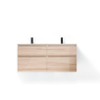 Saniclass Prime Vita Meuble de salle de bain - 140x46x60cm - lavabo en céramique brillant blanc - 2 vasques - 2 trous de robinet - 4 tiroirs - chêne clair SW1439494
