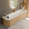 MONDIAZ KURVE-DLUX 170cm Meuble salle de bain avec module 25 G et D - couleur Oak - 1 tiroir - 2 portes - vasque BIG LARGE centre - 1 trou de robinet - couleur Opalo SW1137591