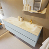 Mondiaz VICA-DLUX Ensemble de meuble de salle de bains - 150cm - clay - 2 tiroirs - Lavabo encastré CLOUD - à droite - 1 trou de robinet - couleur Frappe - version XL 60cm de haut SW1189202