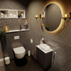 Mondiaz Fowy Meuble de toilette - 40x50x23cm - urban mat - 1 trou de robinet - lavabo à droite - 1 porte - solid surface - plan MDF - lavabo : blanc SW760836