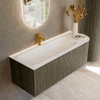 Mondiaz KURVE-DLUX Ensemble de meuble de salle de bains - 125x46x40cm - 1 tiroir - 1 porte - vasque solid surface - gauche - 1 trou de robinet - Shadow SW1414056