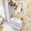 Mondiaz VICA Ensemble meuble de salle de bains - 80cm - cale - 2 tiroirs - Lavabo MOON - au milieu - sans trou de robinet - couleur talc - version XL 60cm de haut SW1189232