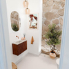 Mondiaz JOYA-DLUX Meuble de salle de bains 61,6cm - arrondi droit couleur Ruby - Vasque FAYE position Gauche Sans trou de robinet couleur Opalo SW1423720
