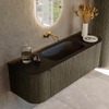 Mondiaz KURVE Ensemble de meuble de salle de bains - 140x46x40cm - 1 tiroir - 2 portes - lavabo solid surface - central - sans trou de robinet - Shadow SW1414201