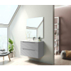 Saniclass Prime Balance Ensemble meuble de salle de bains - 60x55x45cm - 1 vasque rectangulaire en céramique blanche - 1 trou de robinet - 2 tiroirs - miroir rectangulaire - mat greige (gris) SW916099