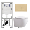 Pack WC QeramiQ Dely Swirl Compact - réservoir encastrable Geberit UP320 - avec bâti-support Burda - abattant slim - plaque de commande en plastique beige - boutons rectangulaires - blanc mat SW1595646