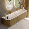 Mondiaz KURVE Ensemble de meuble de salle de bains - 170x46x40cm - 1 tiroir - 2 portes - vasque solid surface - double - 2 trous de robinet - Dusk SW1414805