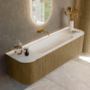 Mondiaz KURVE Ensemble meuble de salle de bains - 160x46x40cm - 1 tiroir - 2 portes - vasque solid surface - centrale - sans trou de robinet - Dusk SW1414789