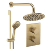 Crosswater MPRO Regendoucheset inbouw - 2 hendels - 20cm douchekop - handdouche - glijstang - wandarm - geborsteld messing (goud) SW1472540