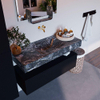 Mondiaz ALAN-DLUX Ensemble de meuble - 110cm - meuble Urban mat - 1 tiroir - Lavabo Cloud Lava suspendu - vasque Centre - 0 trous de robinet SW808067