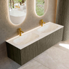 Mondiaz KURVE-DLUX Ensemble de meuble de salle de bains - 150x46x40cm - 2 tiroirs - lavabo solid surface - double - 2 trous de robinet - Shadow SW1414524
