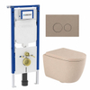 QeramiQ Dely Swirl Toiletset - 36.3x51.7cm - Geberit UP720 Duofix Sigma inbouwreservoir - 35mm zitting - bedieningsplaat taupe - ronde knoppen - mat beige SW1413172