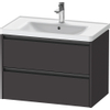 Duravit Ketho.2 Wastafelonderbouwkast - met 2 laden - 78.4x45.5x54.9cm - met grepen antraciet - grafiet supermat SW772979