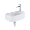 Fugaflow Efficiente Pietra Ensemble lave-mains - 40x21.5x12cm - droite - lisse - demi-rond - 1 trou de robinet - céramique - robinet de lavabo chrome - bonde - siphon abaissé - blanc mat SW1442357