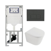 QeramiQ Dely Toiletset - 36.3x51.7cm - diepspoel - rimless - Geberit UP320 inbouwreservoir - softclose toilet zitting 35 mm - bedieningsplaat antraciet mat - rechthoekige knoppen - mat wit SW1235369