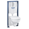 GROHE Solido Bau ensemble WC - sans rebord de rinçage - abattant softclose/quickrelease - plaque de commande chromée - Blanc brillant SW228060