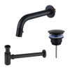 Fortifura Calvi Ensemble robinet de lavabo pour lave-mains - encastré - bec 18cm - recoupable - siphon - bonde always open - noir mat SW1189320