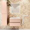 MONDIAZ VICA Ensemble meuble de salle de bains - 70cm - sous- meuble rosee - 2 tiroirs - vasque moon au centre - sans trous de robinet - version haute 60cm - talc SW1081153