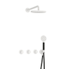 Hotbath Cobber IBS70 Ensemble de douche de tête encastré - bras mural 38,5 cm - pomme de douche ronde 20 cm - douchette 3 jets - blanc mat SW678197