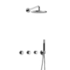 Hotbath Cobber IBS70 Ensemble de douche de tête encastré - bras mural 38,5 cm - douche de tête ronde 20 cm - douchette à main barre - chrome SW677933