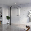 FugaFlow Eccelente Vetro Douche à l'italienne - 100x200cm - verre clair nervuré - anticalcaire - verre de sécurité 8mm - 2 parois latérales 30cm - avec bras muraux et profilés d'angle - Noir mat SW1125397