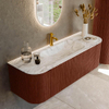 Mondiaz KURVE-DLUX Ensemble de meuble de salle de bains - 140x46x40cm - 1 tiroir - 2 portes - vasque solid surface - central - 1 trou de robinet - Ruby SW1415810