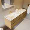 Mondiaz VICA-DLUX ensemble de meuble de salle de bain - 150cm - meuble sous-vasque oro - 2 tiroirs - lavabo encastré cloud gauche - 1 trou de robinet - version haute de 60cm - glace SW1088273