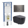 QeramiQ Dely Swirl Toiletset - 36.3x51.7cm - Geberit UP720 Duofix Sigma inbouwreservoir - 35mm zitting - gunmetal bedieningsplaat - ronde knoppen - mat zwart SW1413969